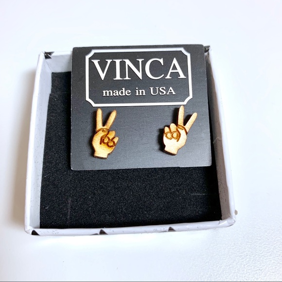 Vinca USA Jewelry - Vinca peace sign earrings